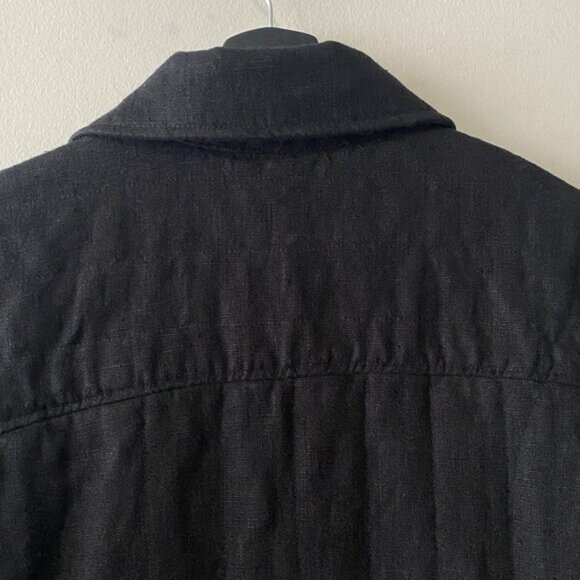 LINENIDstudio Ctom Made Black Quilted Linen Padded Jacket With Pockets - Picture 7 of 9